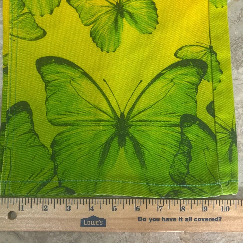 NWT VBRT Vibrant Miu Butterfly Print Yellow Green Wide Leg Fairycore Jeans S - Picture 13 of 13